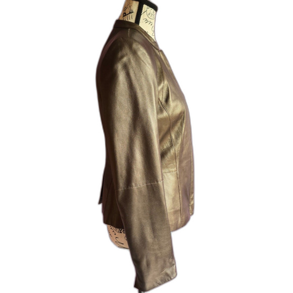 Lafayette 148 New York genuine leather brown full zip jacket blazer Sz4 - Picture 9 of 11